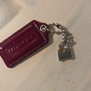 Coach Maroon Tag with Silver Handbag Charm